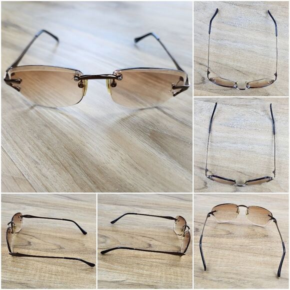 💜Vintage Gloria Vanderbilt Rimless Ombre Sunglasses - Picture 5 of 12